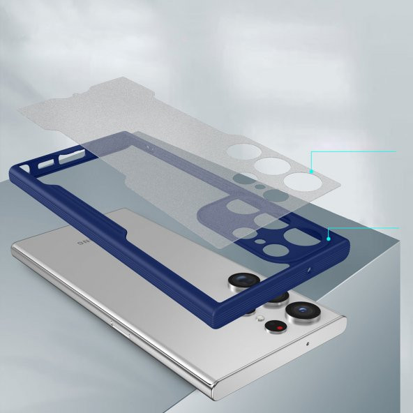 Samsung Galaxy S23 Ultra Kılıf Kamera Korumalı Arkası Mat Platin Silikon Kılıf - Resim 6