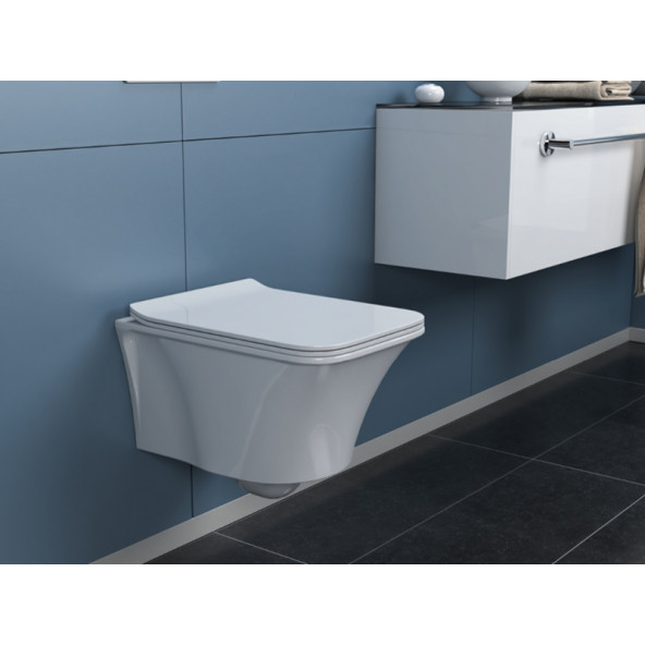 Turkuaz Cerastyle İbiza Rimless Kanalsız Asma Klozet ve İbiza UF Yavaş Kapanan Kapak - 3