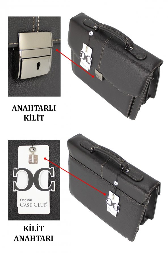 Erkek El Çantası Omuz Askılı Kilit Mekanizmalı Organizer Iç Bölme 15,6 Inç A4 Uyumlu - 4