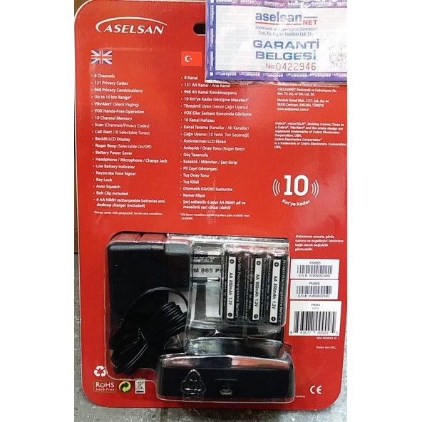 Aselsan Cobra PM865 10Km Titreşimli Pmr El Telsizi - 2