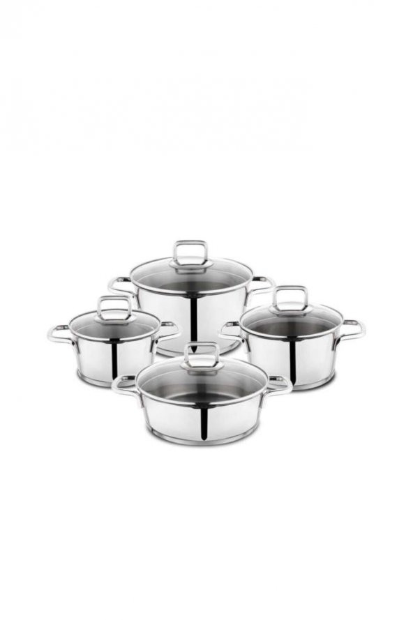 Schafer Stahl Çelik Tencere Seti  8 Parça Inox - Resim 2