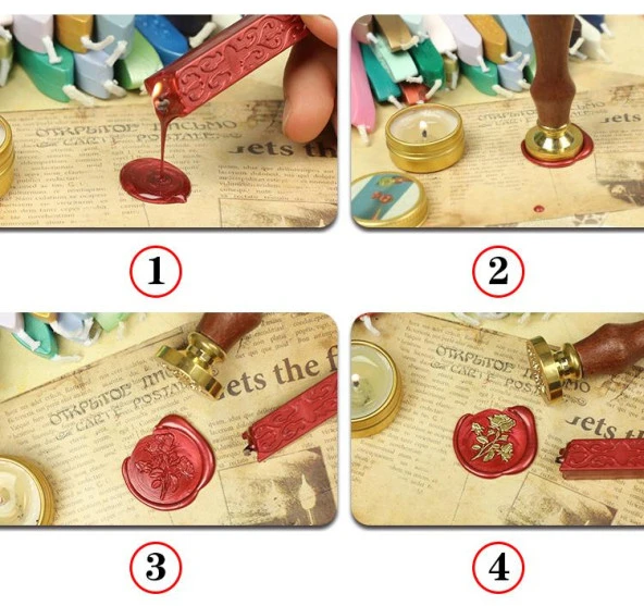 Fitilli Mühür Mumu Çubuk Kiraz Kırmızı Resmi Damga Zarf Davetiye - 11