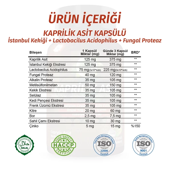 Kaprilik Asit Kapsül (CAPRYLİC ACİD CAPSULE) 60 Adet - 3