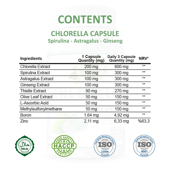 Chlorella Kapsül (CHLORELLA CAPSULE) 60 Adet - Resim 2