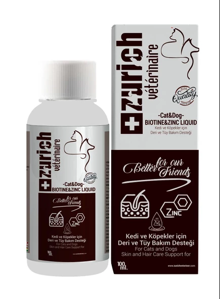 Zurich Veterinaire Kedi Köpek Biotin Deri Ve Tüy Bakımı Likit 100 ML