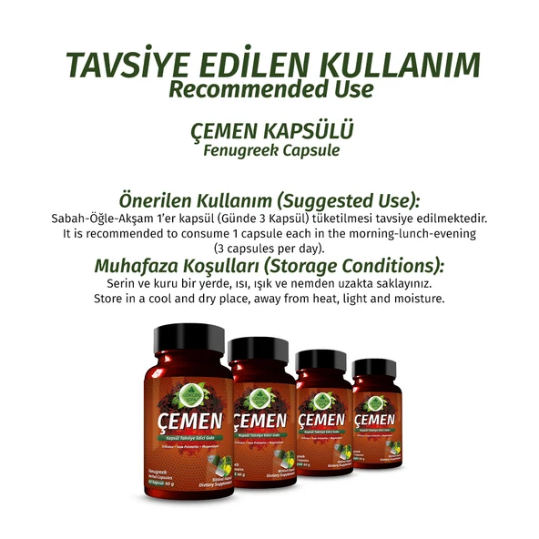 Çemen Kapsül (FENUGREEK CAPSULE) 60 Adet - Resim 4
