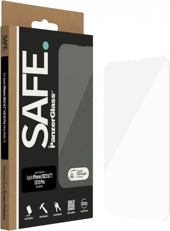 SAFE by Panzerglass™ Ekran Koruyucu Cam iPhone 14 -13-13 pro için - Parmak İzi Dayanıklı Ekran Koruyucu