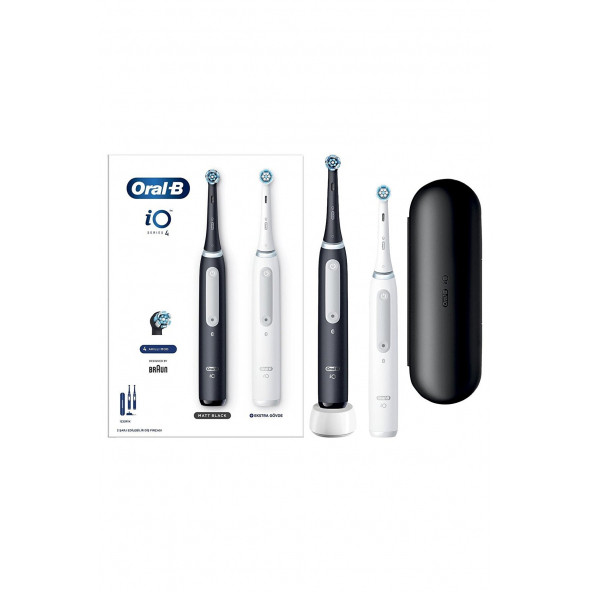 Oral-B iO 4 Şarjlı Diş Fırçası Seti 2'li - Mat Siyah / Beyaz