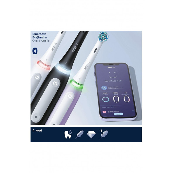 Oral-B iO 4 Şarjlı Diş Fırçası Seti 2'li - Mat Siyah / Beyaz - 2