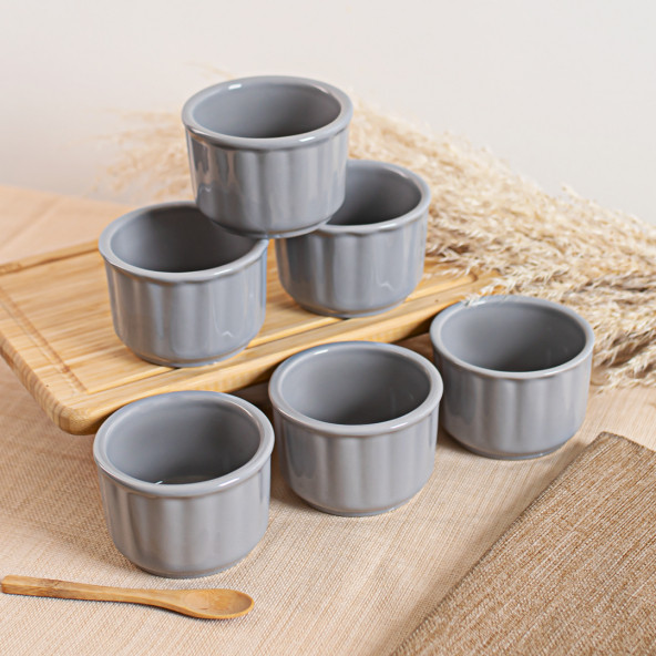 Porsima TE-144 Sufle Kabı 6 lı Sufle Kasesi Seramik Sufle Seti Sunum Seti Tatlı Kasesi Çerezlik Kase