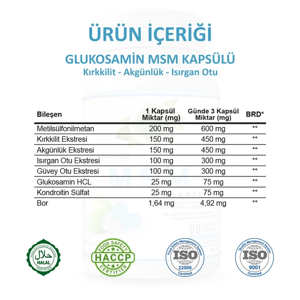 Glucosamine Msm Kapsül (GLUCOSAMİNE CHONDROİTİN MSM CAPSULE)  60 Adet - Resim 3