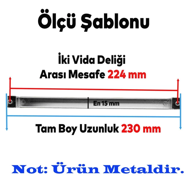 Bihter Düz Mobilya Mutfak Dolabı Çekmece Dolap Kapak Kulpu Kulpları Kulbu Krom 224 Mm Metal Kulp - 2