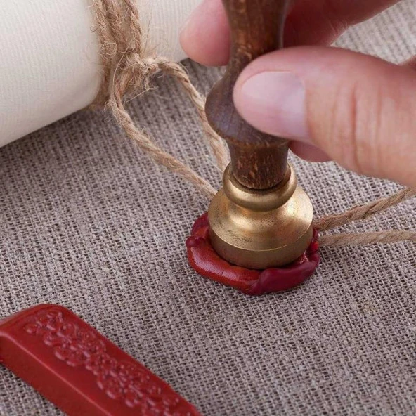 Fitilli Mühür Mumu Çubuk Bronz Altın Resmi Damga Zarf Davetiye - Resim 3