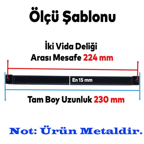 Bihter Düz Mobilya Mutfak Dolabı Çekmece Dolap Kulpu Kulbu Siyah (224 MM-22.4 CM) Metal Kulpları - 2