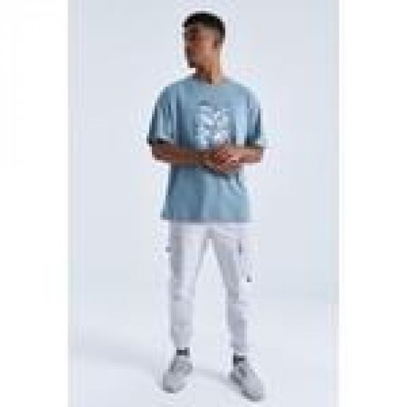 Tommy Life Mint Yeşili Büyük Baskılı O Yaka Erkek Oversize T-shirt - 88092 T12ER-88092 - 4