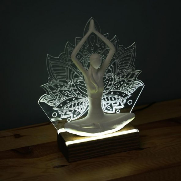Veraart Işıklı Kişiselleştirilebilir Lotus Çiçeği Yoga Yapan Kadın Biblo Gece Lambası Dekoratif Obje - 8