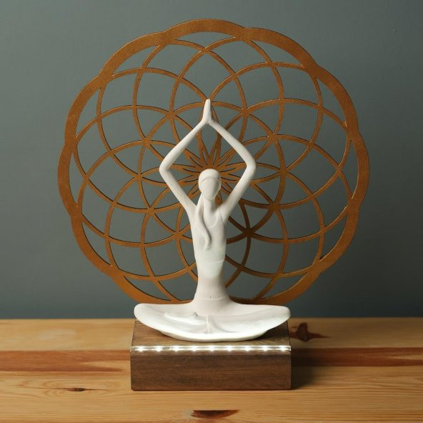 Veraart Işıklı Kişiselleştirilebilir Torus Yoga Yapan Kadın Biblo Gece Lambası Dekoratif Obje  Gold - 2