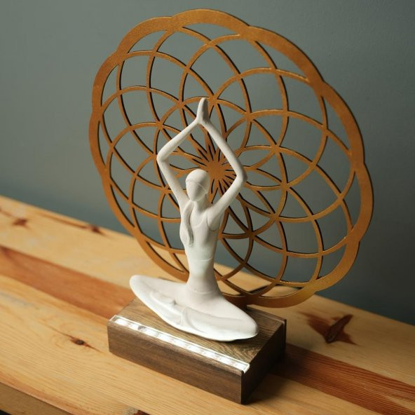 Veraart Işıklı Kişiselleştirilebilir Torus Yoga Yapan Kadın Biblo Gece Lambası Dekoratif Obje  Gold - 4