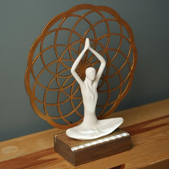 Veraart Işıklı Kişiselleştirilebilir Torus Yoga Yapan Kadın Biblo Gece Lambası Dekoratif Obje  Gold - 5