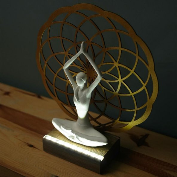 Veraart Işıklı Kişiselleştirilebilir Torus Yoga Yapan Kadın Biblo Gece Lambası Dekoratif Obje  Gold - 6