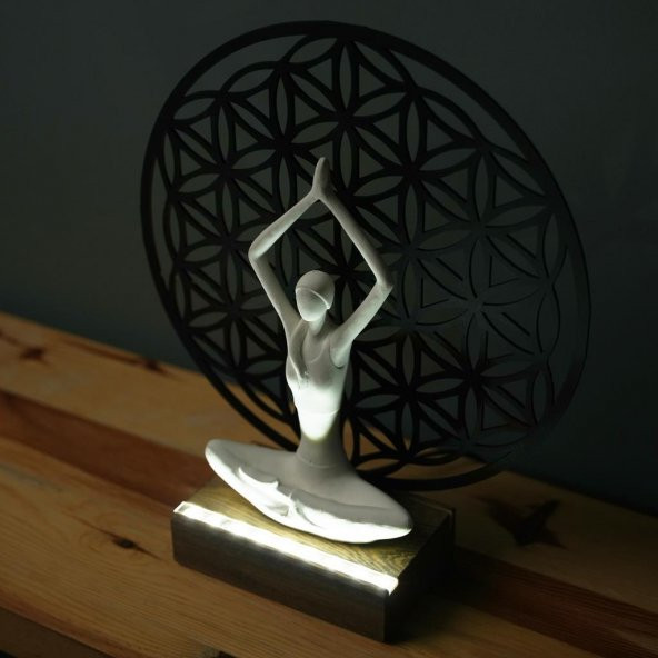 Veraart Işıklı Kişiselleştirilebilir Yaşam Çiçeği Yoga Yapan Kadın Biblo Gece Lambası  Dekoratif Obje Siyah - 5