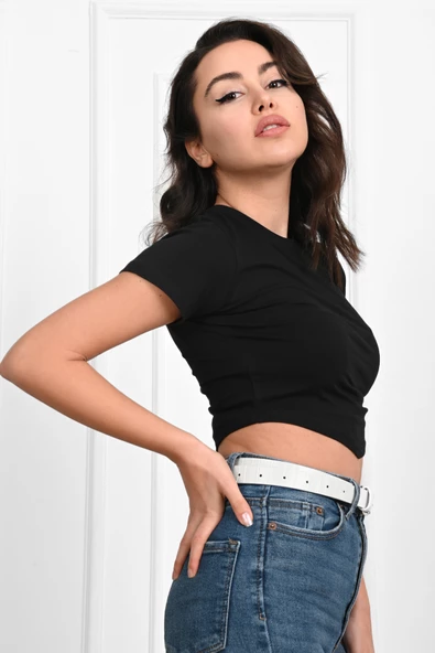 Büzgü Detaylı Kısa Kollu Tshirt 9958 - 8