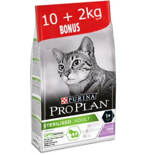 Pro Plan Sterilised Hindi Etli Kısırlaştırılmış Yetişkin Kedi Maması BONUS 12 KG