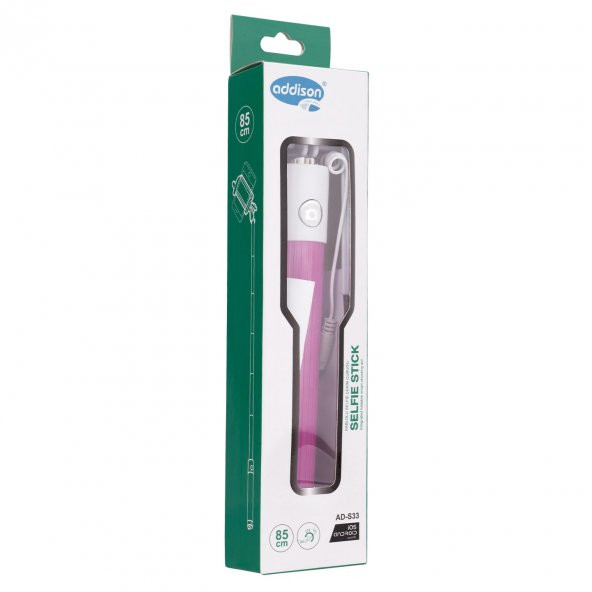 ADDISON AD-S33 KABLOLU BEYAZ / PEMBE SELFİE ÇEKİM ÇUBUĞU - 6