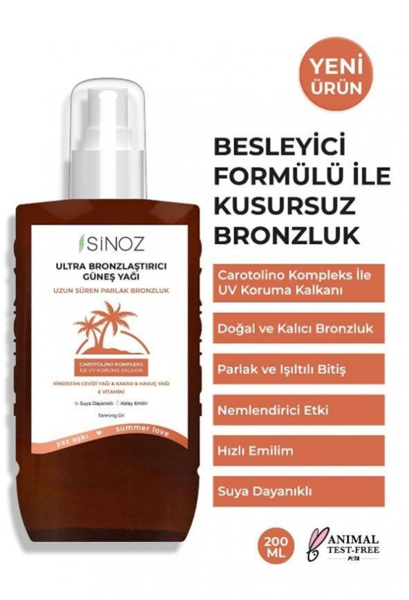 Sinoz Kusursuz Bronzlaştırıcı Güneş Yağı Spreyi 200 ml