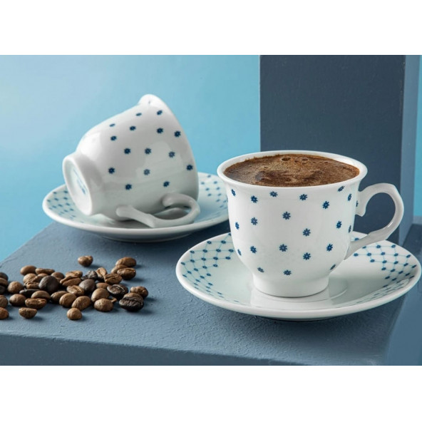 Vinka Porselen 2'li Kahve Fincan Takımı 80 ml Mavi