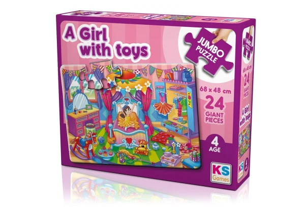 KS Jumbo Puzzle 24 Parça A Girl With Toys Oyuncaklar