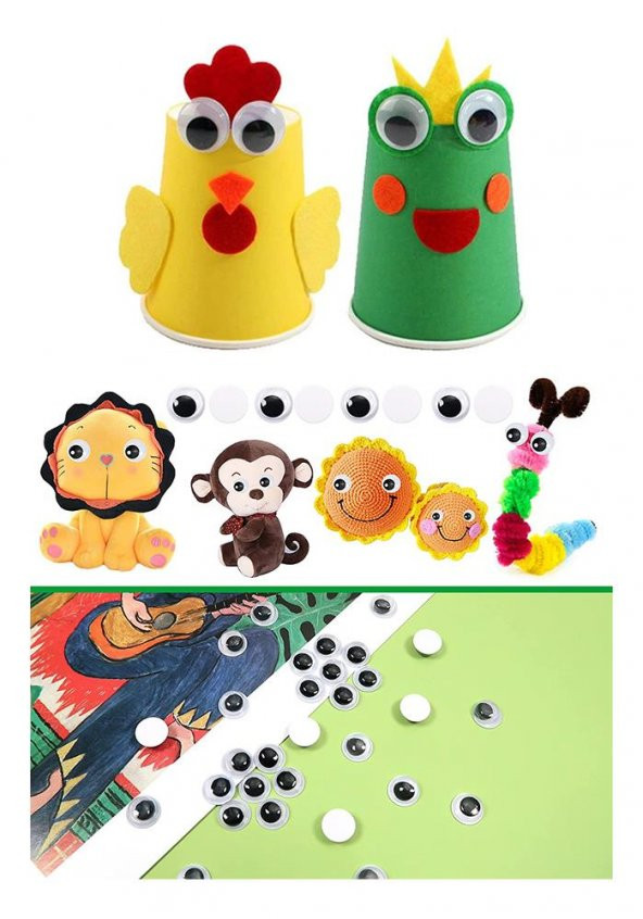 Oynar Göz Siyah 28 mm 50 li 1 Paket Oynayan Göz 28mm Hobi Tasarım Anasınıfı Kreş Etkinlik Elişi - 2