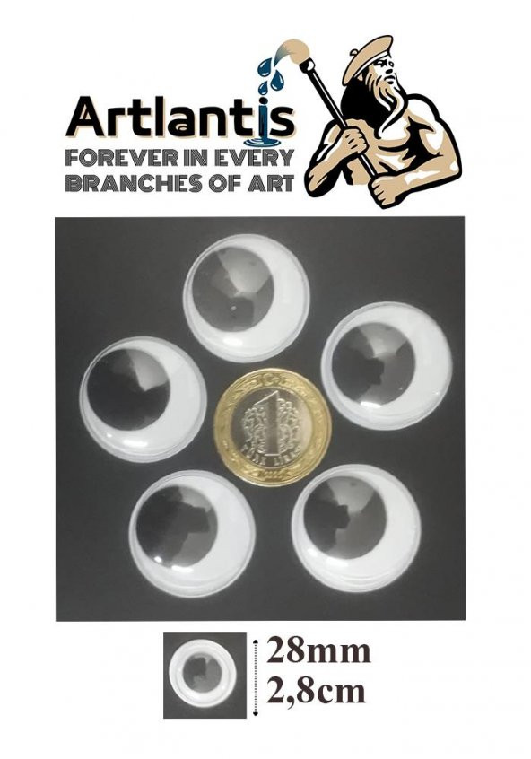 Oynar Göz Siyah 28 mm 50 li 1 Paket Oynayan Göz 28mm Hobi Tasarım Anasınıfı Kreş Etkinlik Elişi - 6