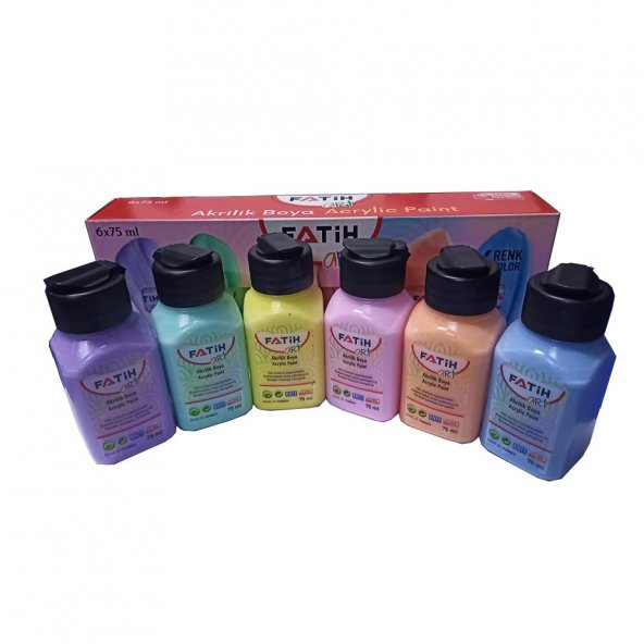 Akrilik Boya Pastel 6 Renk 75 ml 1 Paket Akrilik Boya Seti 6 lı Ahşap Tuval Taş Ağaç Boyamalar İçin İdea Boyama Seti - 2