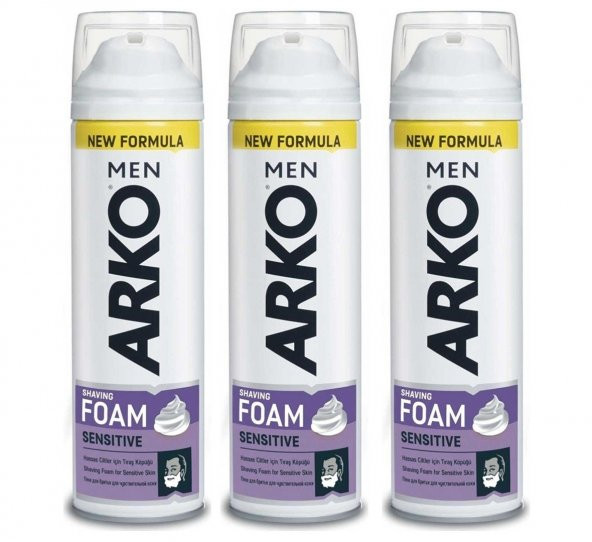Arko Men Tıraş Köpüğü 200 Ml Sensitive 8690506090043 (3 Adet)