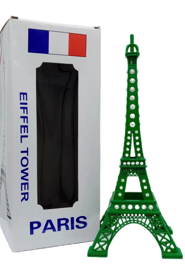Metal Paris Eyfel Kulesi Yeşil Kristal Taşlı 25cm - Resim 7
