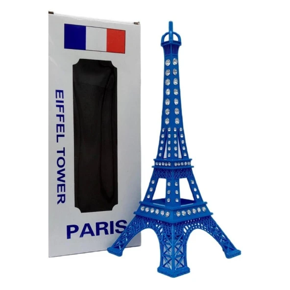 Metal Paris Eyfel Kulesi Mavi Kristal Taşlı 25cm ürün görseli