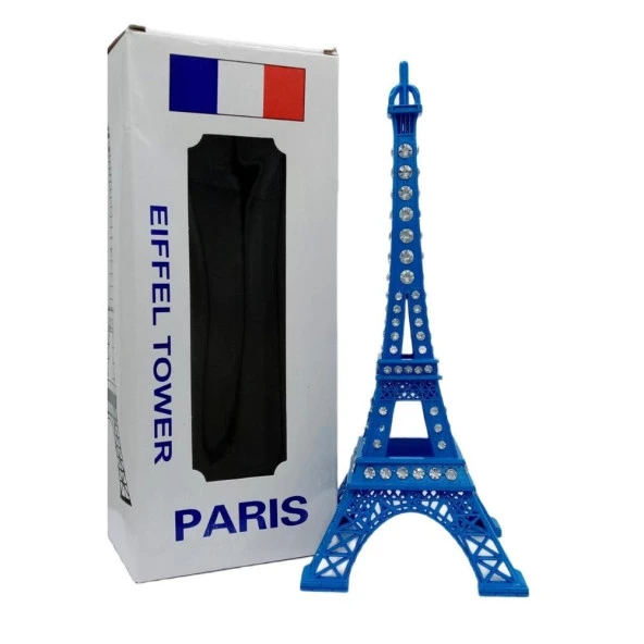 Metal Paris Eyfel Kulesi Mavi Kristal Taşlı 25cm - Resim 2