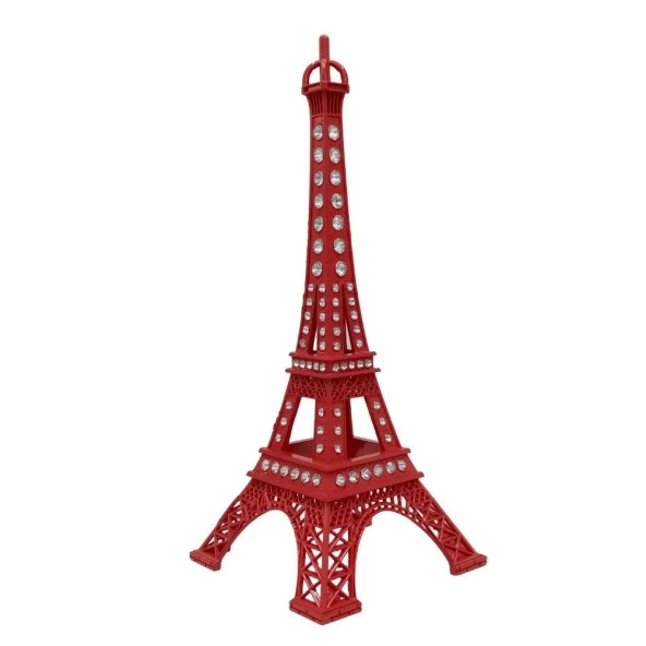 Metal Paris Eyfel Kulesi Kırmızı Kristal Taşlı 25cm - Resim 4