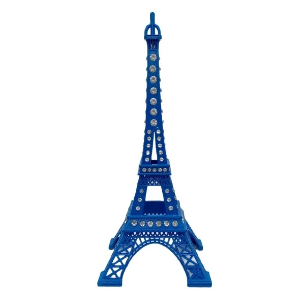 Metal Paris Eyfel Kulesi Mavi Kristal Taşlı 25cm - Resim 5