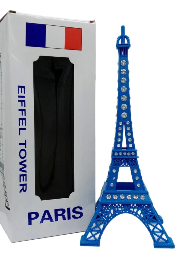 Metal Paris Eyfel Kulesi Mavi Kristal Taşlı 25cm - Resim 7