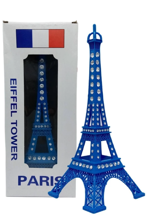 Metal Paris Eyfel Kulesi Mavi Kristal Taşlı 25cm - Resim 10