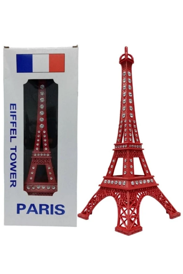Metal Paris Eyfel Kulesi Kırmızı Kristal Taşlı 25cm - Resim 8