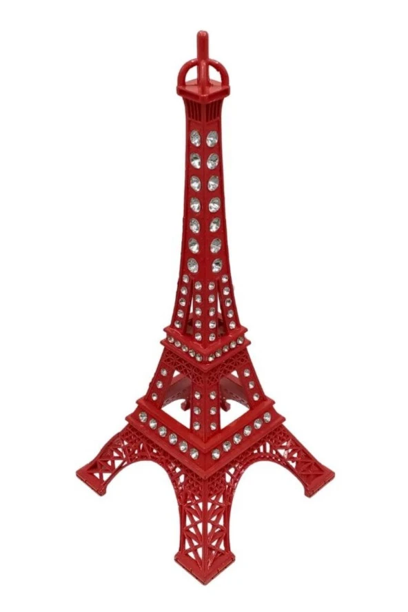 Metal Paris Eyfel Kulesi Kırmızı Kristal Taşlı 25cm - Resim 10