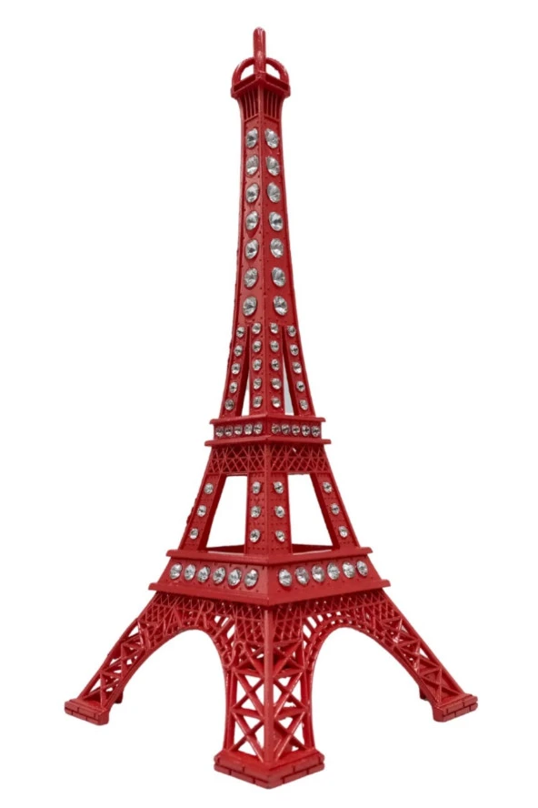 Metal Paris Eyfel Kulesi Kırmızı Kristal Taşlı 25cm - Resim 11