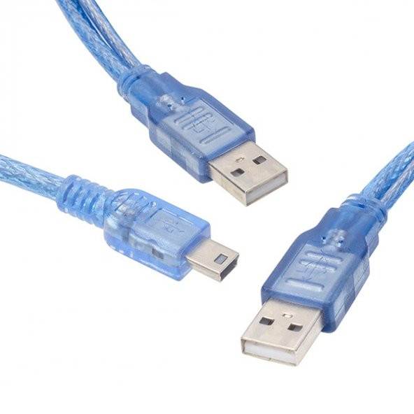 USB 2 X ERKEK - MİNİ USB 5 PİN 1.5 METRE KABLO POWERMASTER * PRIGE