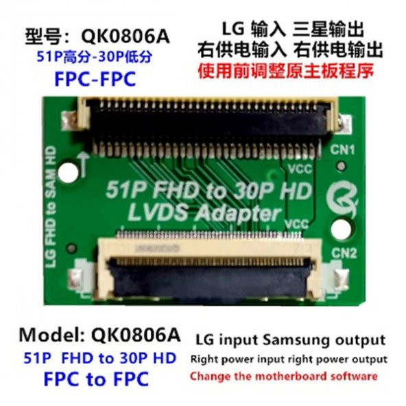 LCD PANEL FLEXİ REPAİR KART 51P FHD TO 30P HD LVDS FPC TO FPC LG İÇİN İN SAM OUT QK0806A