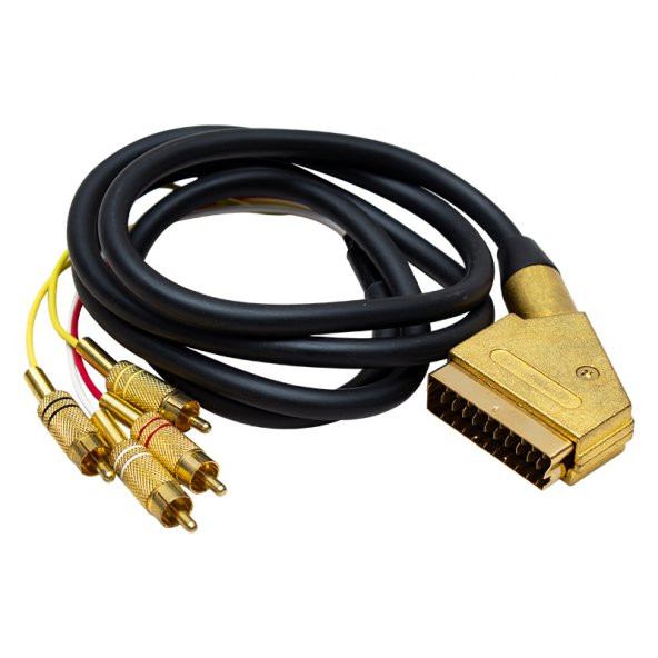 SCART 4 RCA 1.2 METRE 8MM GOLD KABLO POWERMASTER