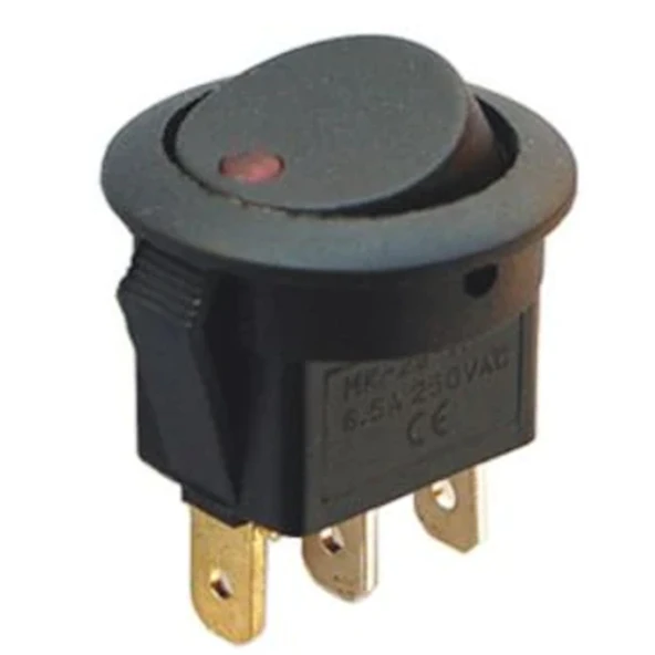 YUVARLAK NOKTA IŞIKLI ON-OFF 3 PİN 220 VOLT ANAHTAR (IC-132)