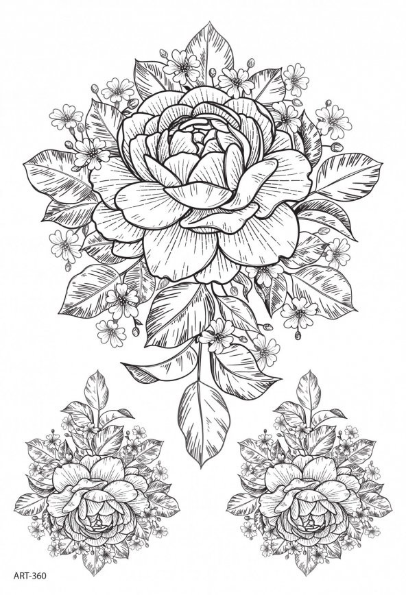 Gül Geçici Dövme,Geçici Tattoo ,Vücut Dövme,Kol Bilek Dövme,Boyun Dövme,Sırt Dövme - 2